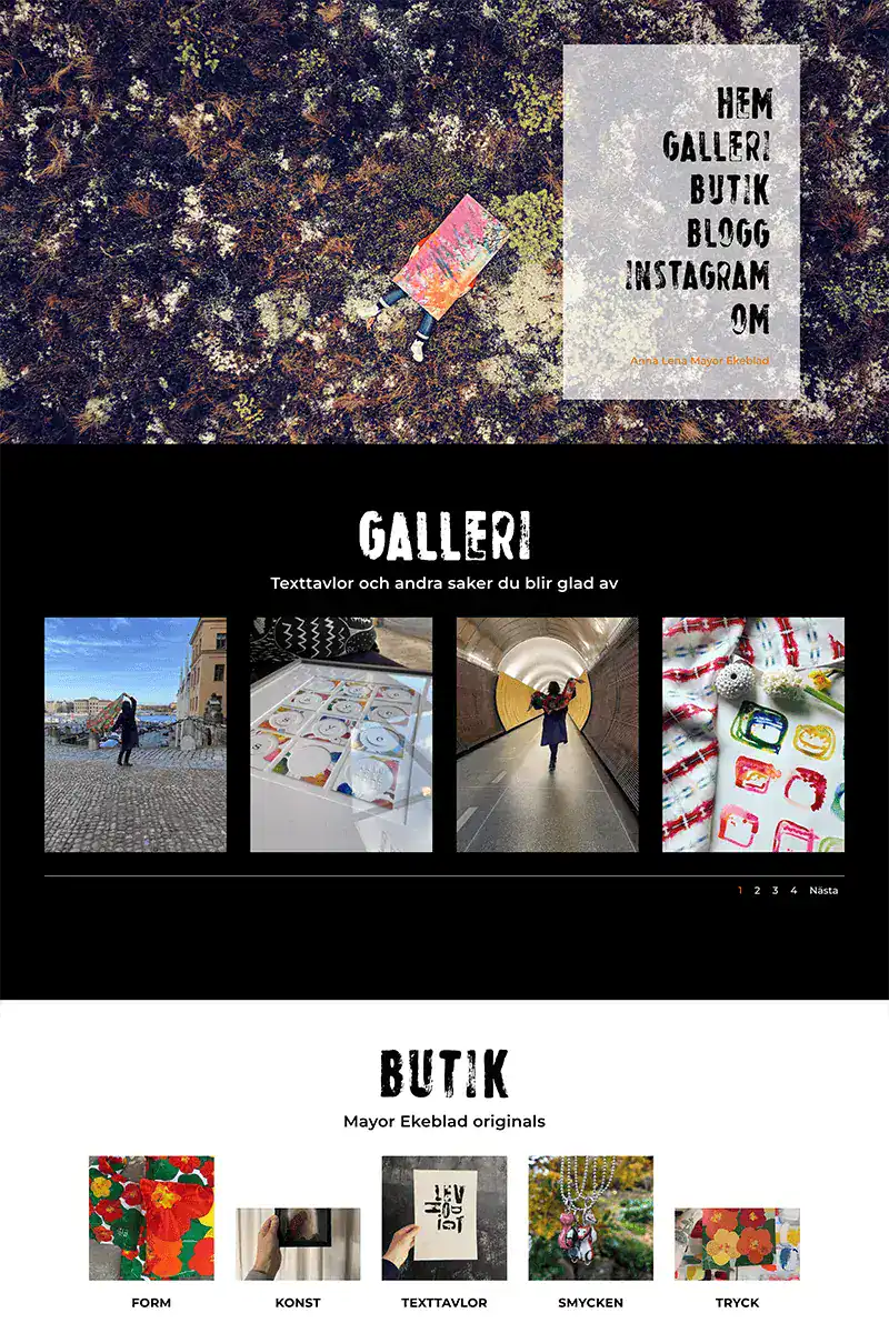 Website Portfolio AnnaLena Mayor Ekeblad Webshop