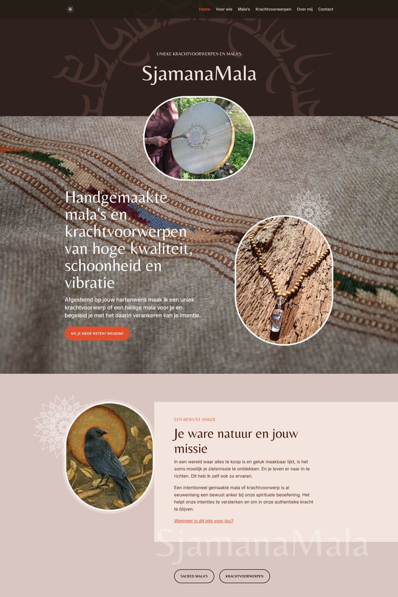 Web design portfolio Sjamanamala.nl Web design portfolio Sjamanamala.nl